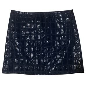 Gap Women’s Size 12 Navy Shimmer Grid Mini Skirt Sleek Lined Cotton Blend